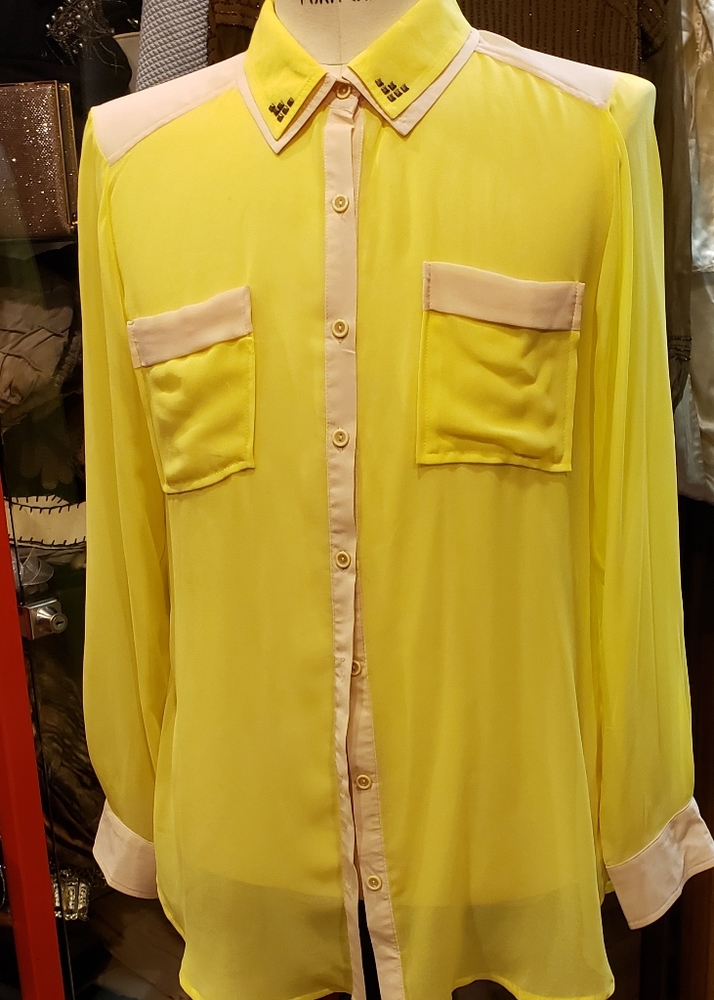 Yellow and Nude Blouse by Democracy